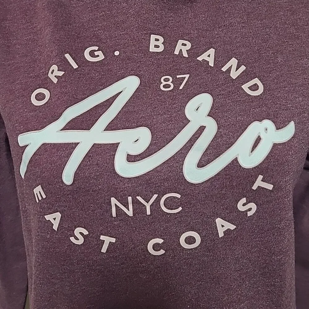 Aeropostale Hoodie Womens Size Small Cotton Blend New York Purple